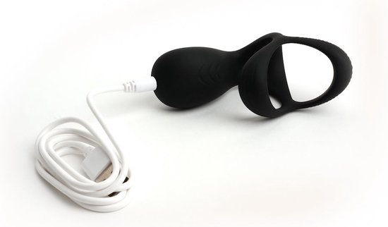 MOTOVibe - Pulse - Anneau pénien vibrant avec étireur de Ball et chatouilleur - Zwart