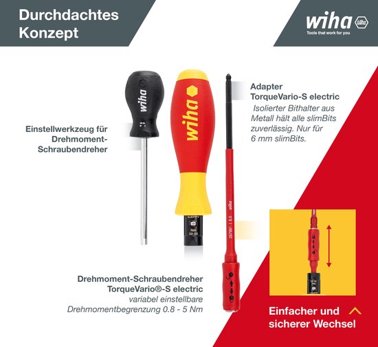 Wiha Momentschroevendraaier TorqueVario-S Zwart/rood, 2-delig, 0,8 - 5 Nm