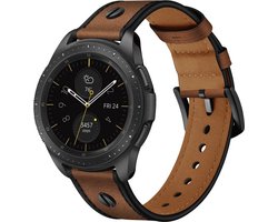 Strap-it 22mm Geschroefde leren band geschikt voor Galaxy Watch 46mm / 3 (45mm) / Huawei Watch 3 (Pro) / Polar Grit X / X2 Pro / Vantage M / V3 / Xiaomi Watch S1 / Mi Watch / Fossil Gen 5 (e) & 6 (44mm) - leren bandje met gespsluiting (bruin)