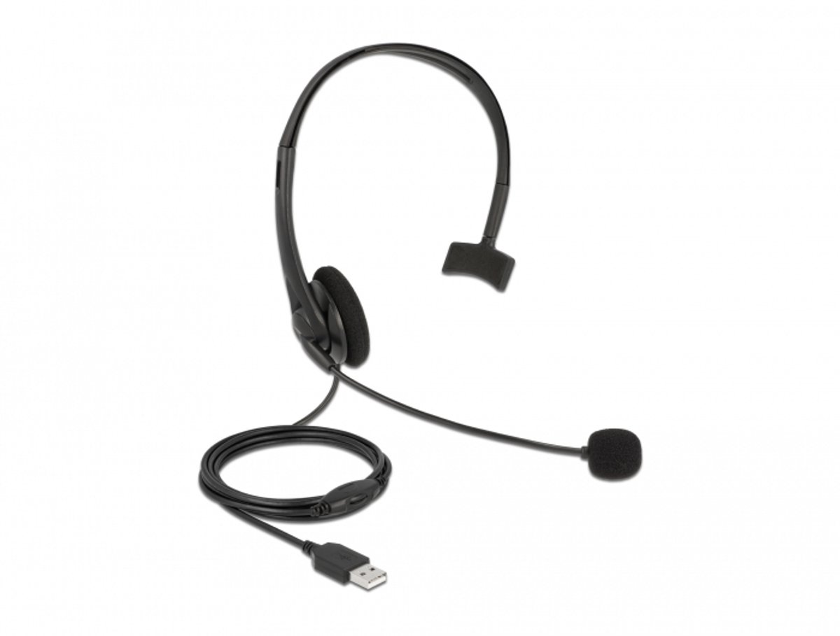 DeLOCK 27177 hoofdtelefoon/headset Bedraad Hoofdband USB Type-A Zwart