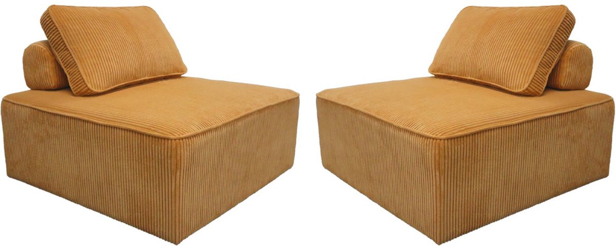sweeek - Set van 2 fauteuils voor modulaire bank corduroy 1 zitplaats l 90 x b 90 x h 78cm - lao