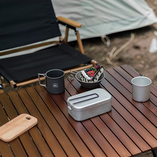 Tamarow RVS Camping Mok Set - 300ml - Campingbeker - Drinkbeker - Uitklapbare Kampeer Mokken - Zwart - Set van 2 van Tamarow — afbeelding 4