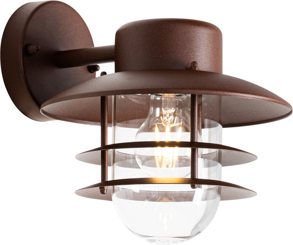 QAZQA shell - Industriele Wandlamp voor buiten - 1 lichts - Ø 21.6 cm - Roestbruin - Industrieel - Buitenverlichting