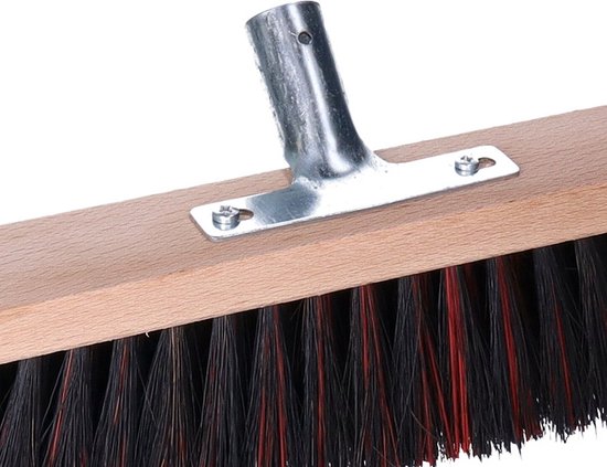 Buemag Bezemkop - Arenga/Elaston mix - zwart/rood - hard - hout - 60 cm - 26mm - straatbezem/buitenbezem - bezem van Buemag — afbeelding 5
