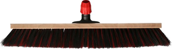 Buemag Bezemkop - Arenga/Elaston mix - zwart/rood - hard - hout - 60 cm - straatbezem/buitenbezem van Buemag — afbeelding 5