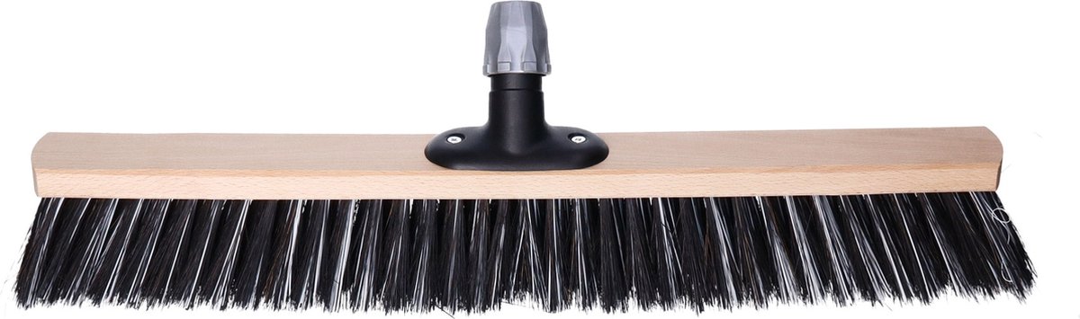 Goedkoopste Buemag Bezemkop - Arenga/Elaston mix - zwart/wit - hard - hout - 60 cm - straatbezem/buitenbezem - bezem