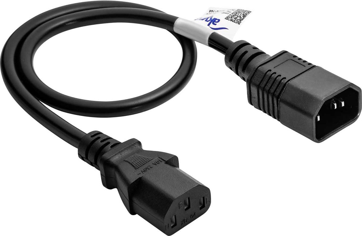 Akyga AK-PC-14A electriciteitssnoer Zwart 0,5 m C14 stekker C13 stekker