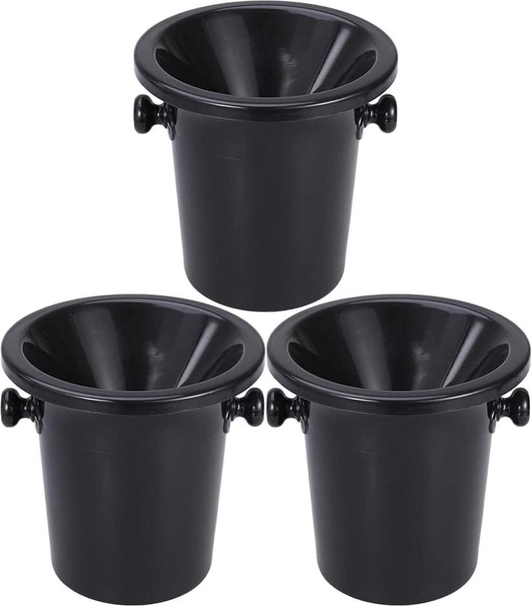 3 stuks wijnproeverij - timmeremmer en vat - koude wijn - ijsemmer (zwart)