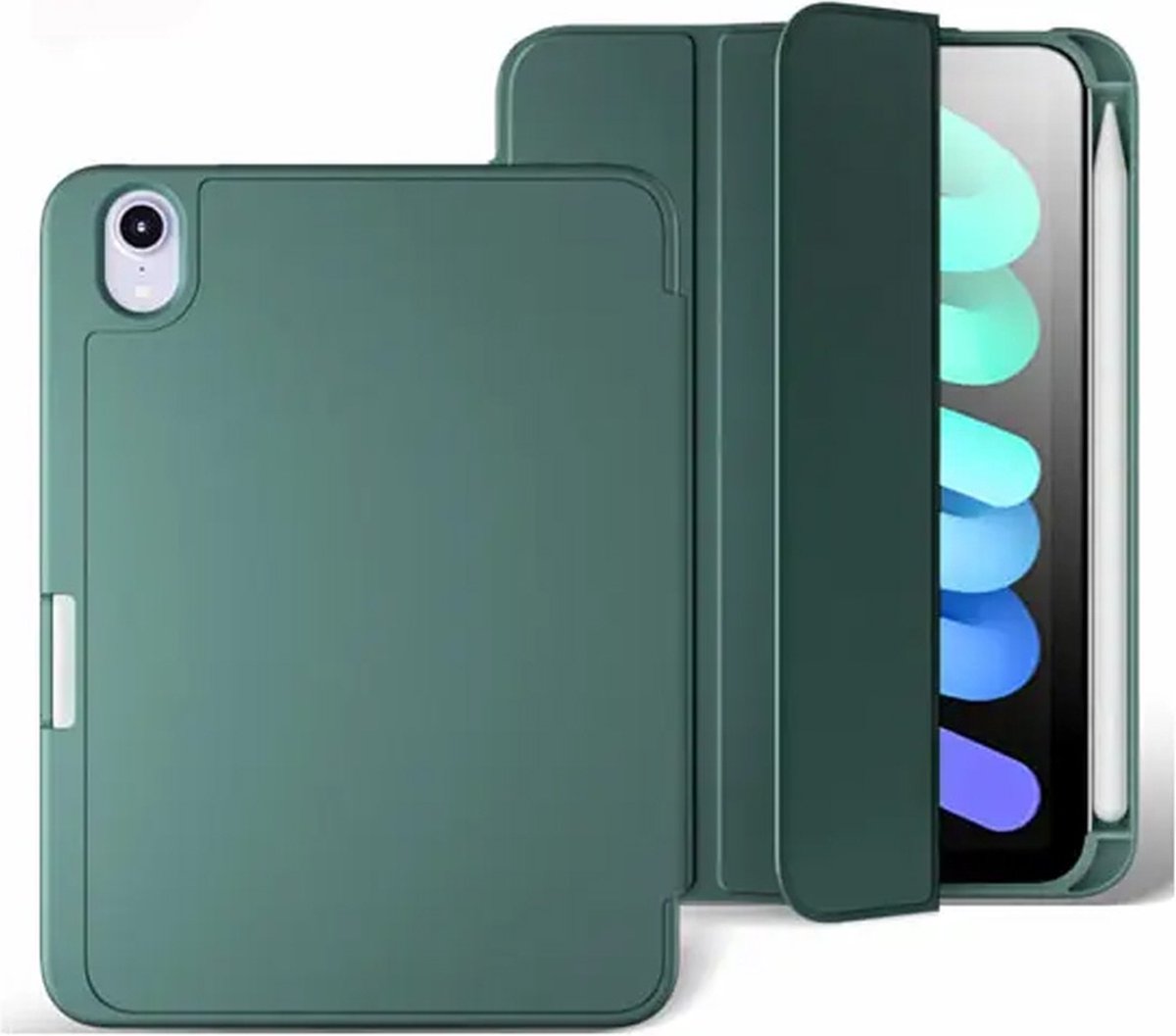 Mobiq - Flexibel Pencil Hoesje geschikt voor iPad Mini 6 (2021) - donkergroen