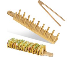 Luxe Bamboe Tacohouder met tang –Geschikt voor 8 Taco's- Voor een Stijlvolle Taco Presentatie