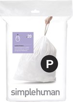 Simplehuman Code P Afvalzakken - 60 liter - 20 stuks - met Trekband - Wit