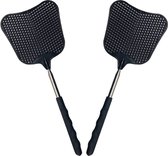 Bondoo vliegenmepper plastic - vliegenmeppers 2 stuks - vliegenmepper uitschuifbaar - ergonomische handgreep - Zwart