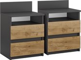 Vicco Table de Chevet Monty, Anthracite/Anthracite, 39,6 x 59,1 cm, Set de 2