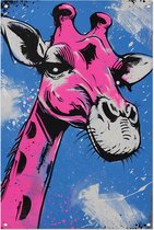 Giraffe tuinposter - Dieren tuinposter - Tuinposters Spetters - Posters buiten - Tuinschilderijen - Muurdecoratie tuinposter 60x90 cm