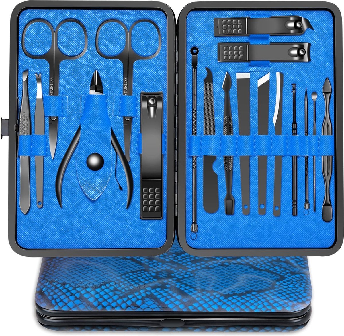 New Age Devi Verzorg je nagels in stijl 18-delige manicure en pedicure set inclusief nagelknipper in lederen etui