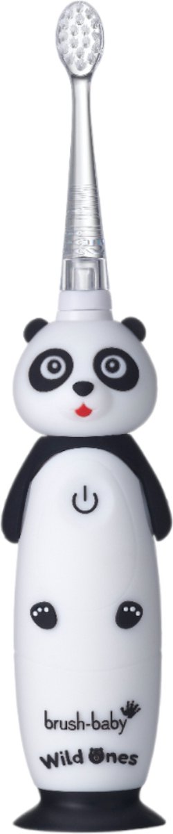 Brush-Baby | Electrische Oplaadbare Kindertandenborstel | WildOnes | Pan-Pan de Panda | 0 - 10 jaar | 3 opzetborstels | 2 poetsstanden | Timer & Pulse | Disco licht | Zuignapvoet