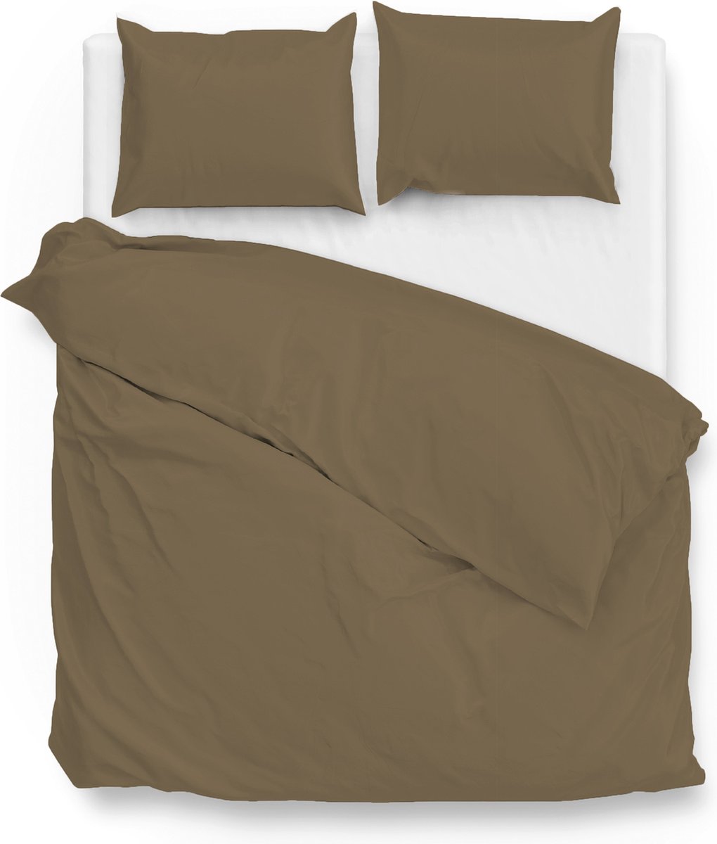 Zohome Satinado Dekbedovertrek - Lits-jumeaux - Katoensatijn - 240x200-220cm - Taupe