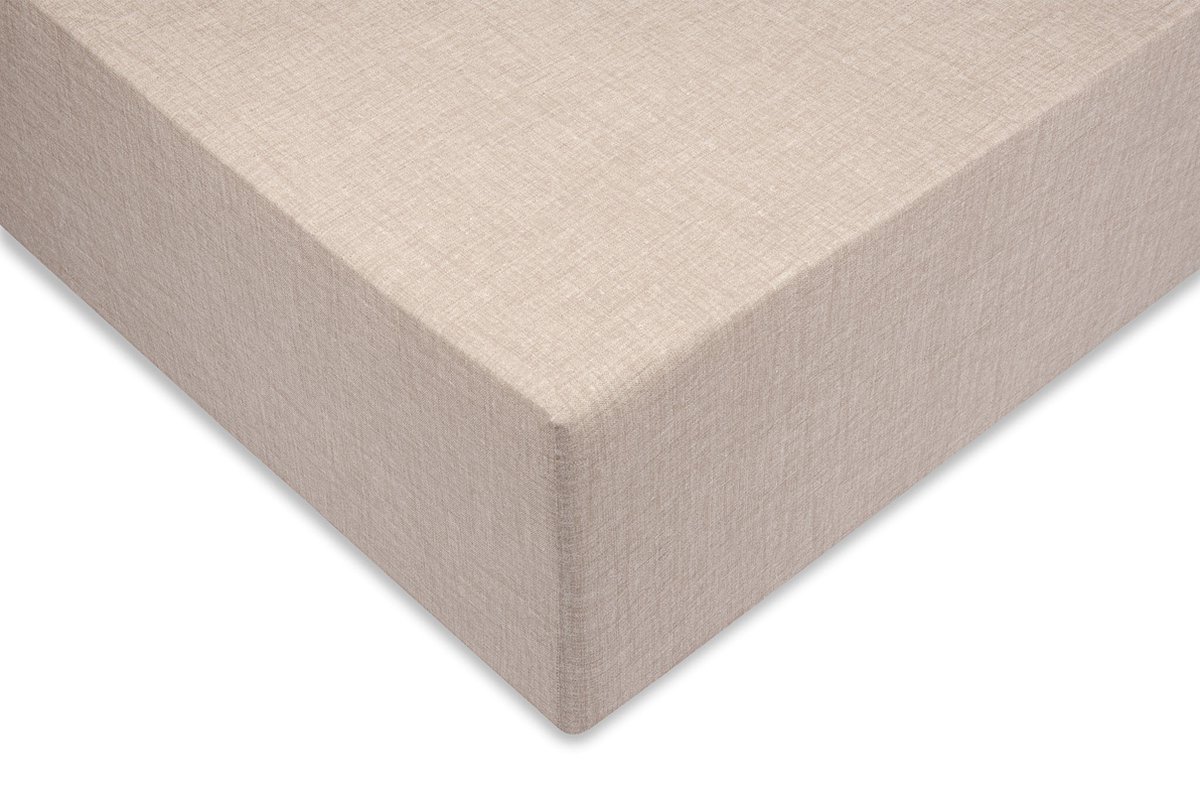 Zo Home Lino Hoeslaken Katoen 35cm Hoek Linnen Look - 160x200cm - sandy beige