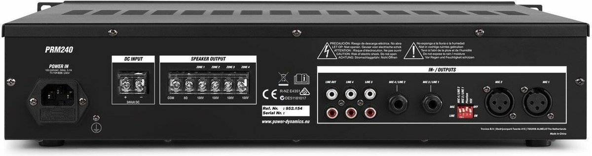 Geluidsinstallatie met Bluetooth, 4 zones, 8x inbouw speaker (5'') en 240W 100V versterker van Power Dynamics thumbnail 6