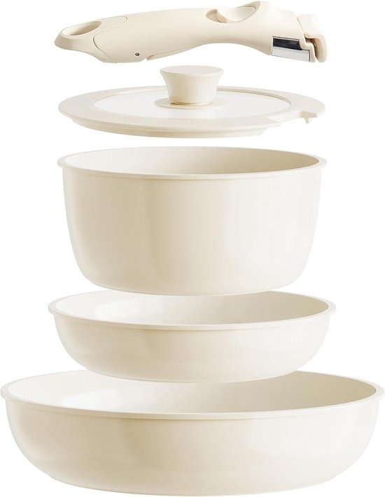 GreenLife Soft Grip Gezonde Keramische Antiaanbaklaag 16-delige Pannenset met Braadpan, Steelpan en Kookpan, PFAS-vrij, Vaatwasmachinebestendig, Ovenbestendig, Roze