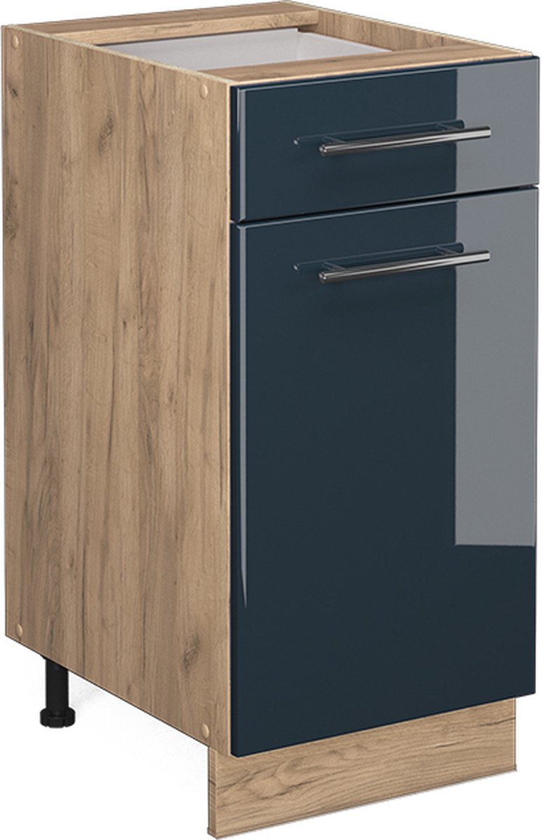 Vicco Fame-Line Keukenkasten – 40 cm zonder werkblad Donkerblauw hoogglans Donkerblauw hoogglans/Goudkleurig Eiken