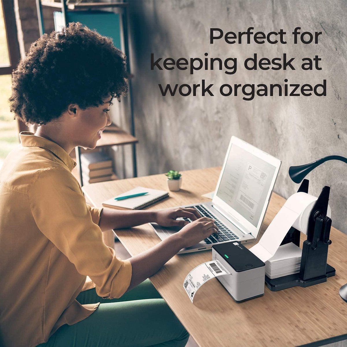 MUNBYN Etikettenhalter Ideal für Desktop-Thermoetikettendrucker und