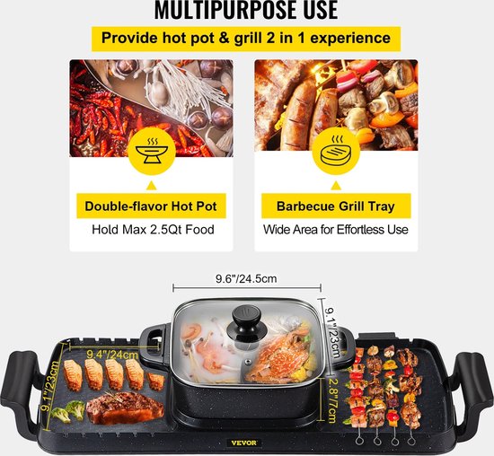 VEVOR Hot Pot 2300W 2-in-1 Elektrische Rookloze Grill, Afneembare Shabu Shabu Pot Met Antiaanbakpan Aparte Dubbele Temperatuurregeling Koreaanse Binnenbarbecue Voor 1 6 Personen VEVOR Hot Pot 2300W 2-in-1 Elektrische Rookloze Grill, Afneembare Shabu Shabu Pot Met Antiaanbakpan Aparte Dubbele Temperatuurregeling Koreaanse Binnenbarbecue Voor 1 6 Personen