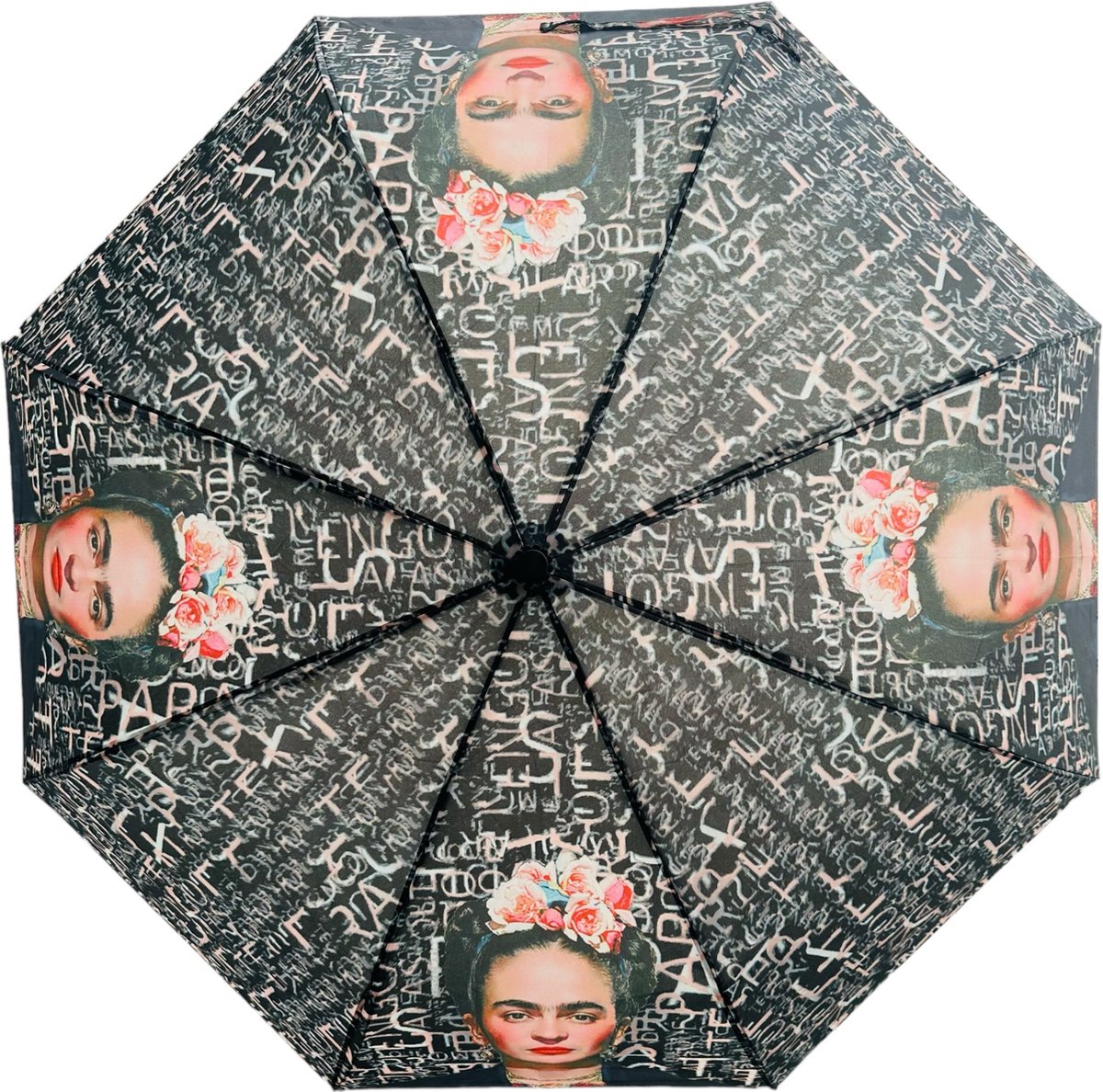 Frida Kahlo Automatische & Opvouwbare Paraplu Zwart