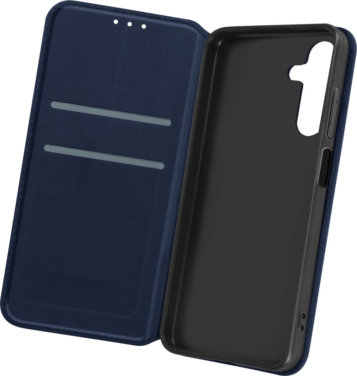 Avizar Foliohoes Geschikt voor Samsung Galaxy A15 Multifunctioneel, Nachtblauw