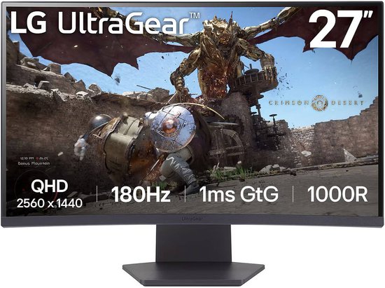 LG UltraGear 27GS60QC-B - QHD Curved Gaming monitor - 180hz - 27 inch