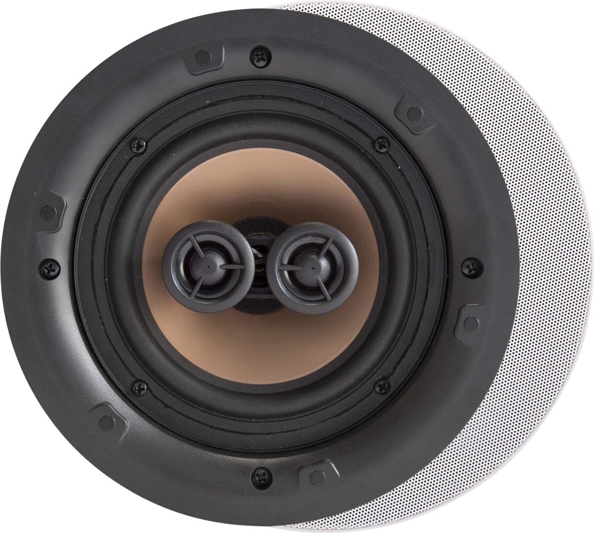 Artsound HPRO550 5,25 inch stereo wand- en plafondluidspreker, 10-100 W, inbouwmontage voor thuis, badkamer, keuken, kantoor, HiFi, 2 draaibare tweeters, alu conus, sjabloon voor installatie, rond, 200 x 80mm,