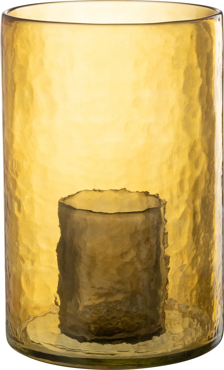 J-Line windlicht Dubbel - glas - geel - large