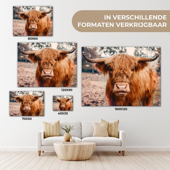 Tableau sur toile - Highlander - Animaux - Vache - Peintures salon - Décoration chambre - Toile toile - 40x30 cm