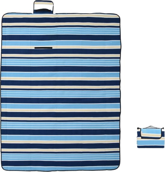 vidaXL Picknickkleed - Opvouwbaar - 200x150 cm - Blauw/Wit Picknickdekent - Buiten Dekens - Camping Matras - Picnic Blanket - Strandlaken van Vidaxl — afbeelding 3