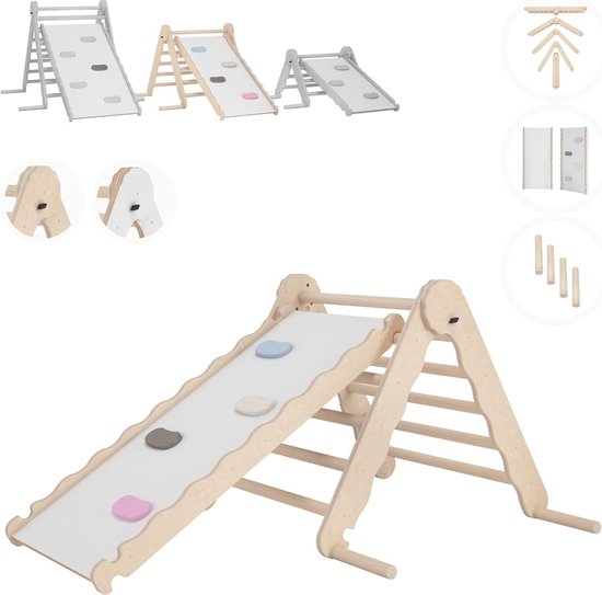 Montessori Klimrek, 5-in-1 indoor speelplaats voor kinderen, met schommel, boog, glijbaan en klimtouw