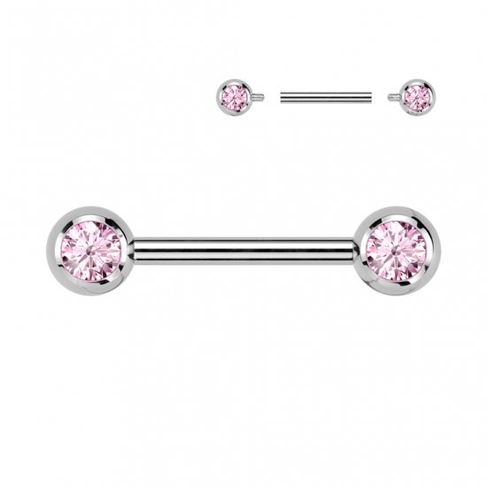 Piercing titanium steen rond roze 16mm