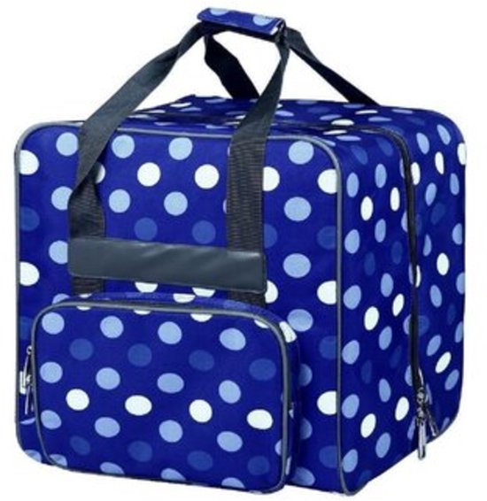 Babysnap - Lockmachinetas - Blauw - polkadots - tas voor uw lockmachine, lockmachine tas
