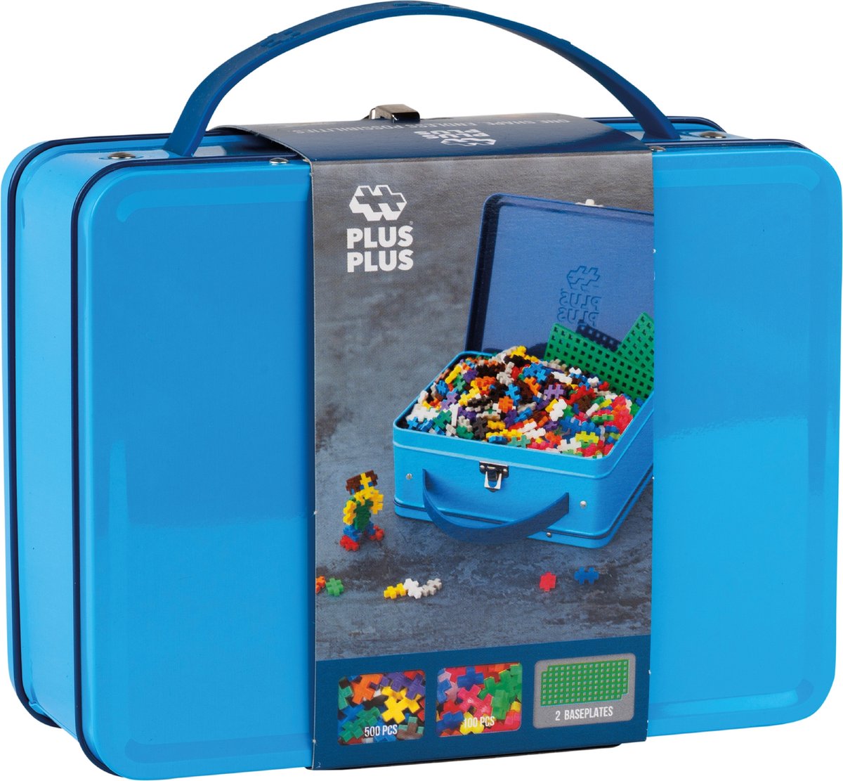 Plus-Plus Basic Reiskoffer 600 delige bouwset blauw - 7002 - Bouwspeelgoed - Constructiespeelgoed - Set met bouwstenen - Vanaf 5 jaar — afbeelding 2