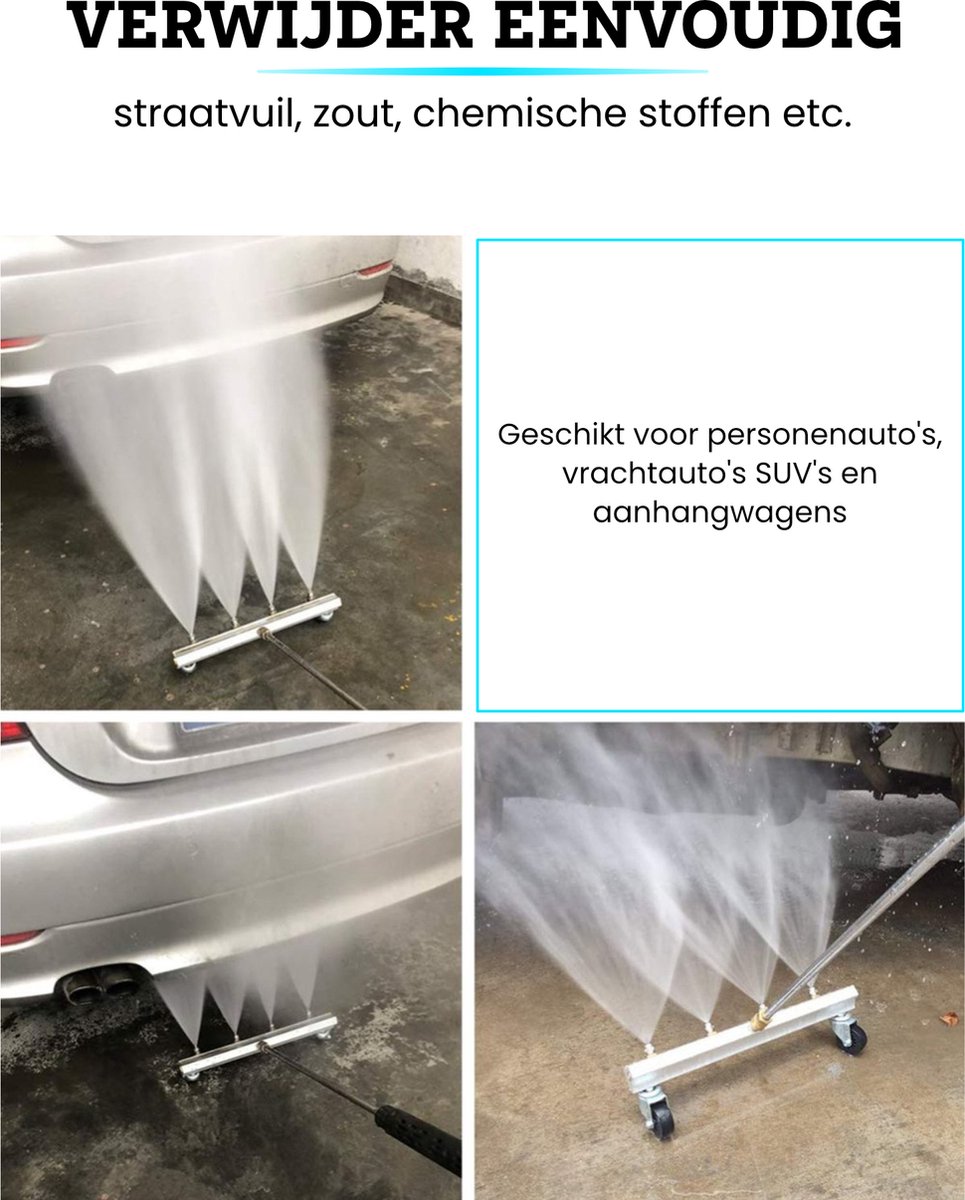 Somstyle Auto Bodemreiniger Geschikt voor Kärcher K2, K3, K4, K5, K6 & K7 - Waterbezem voor Hogedrukreiniger - Hogedrukspuit - Zilverkleurig – foto 2
