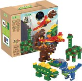 BiOBUDDi Dinosaurus wereld - Dinosaurus speelgoed - Biologisch plastic - Passend op Lego Duplo - Inclusief stickervel en glow in the dark- CO2 Neutraal + 100% Recyclebaar