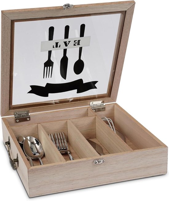 Decopatent® Bamboe Bestekbak 5 Vaks - Besteklade Organizer - Bestek Opbergen - Opbergbak