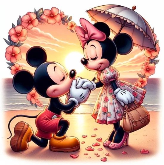 Kit Peinture Diamant 5D Mickey Et Minnie - 30,5x40,6cm - Pour Adultes Et Enfants