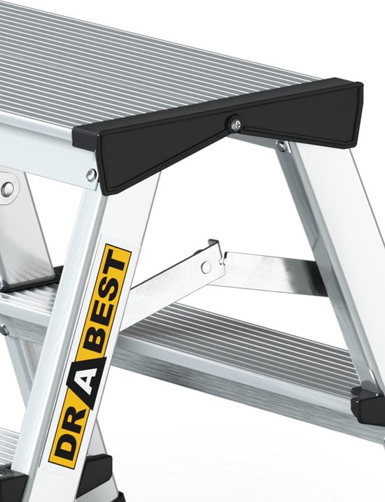 2-Traps Aluminium Dubbelzijdige Huishoudladder Capaciteit 125kg - Trapladder met Werkladderplatform - Multifunctionele Ladder 2 Treden - 39 x 41 x 20cm van EQUAL — afbeelding 5