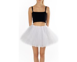 KIMU® Tutu Wit Tule Rokje - Maat XS S - 140 146 152 158 164 - Witte Petticoat Rok Dames - Onderrok Ballerina Meisje Engel Halloween