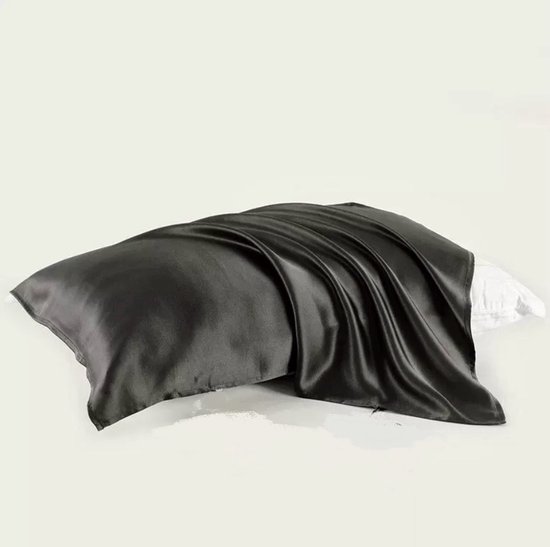 Foto: Linnen silk zijden kussen kleedje of handdoekje 65x75cm oeko tex standard 100 22 momme 100 6a pure silk pillow cover zijde doek silk towel zwart