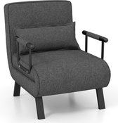 Trendmix 4-in-1 Uitklapbare Slaapstoel Belastbaar Tot 150 kg Donkergrijs - Inklapbare Slaapbank Met 6 Standen Verstelbare Rugleuning - Modern Design Logeerbed - Slaapfauteuil
