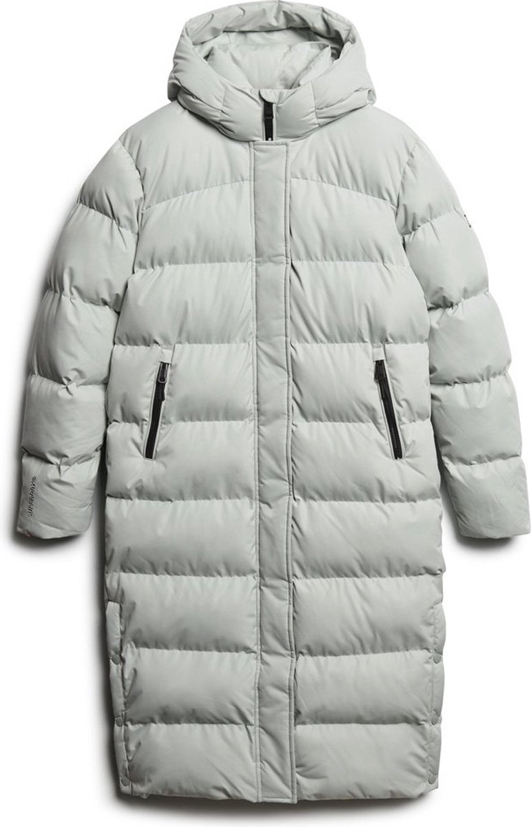 Superdry MICROFIBRE LONGLINE PUFFER JKT Dames Jas Grijs