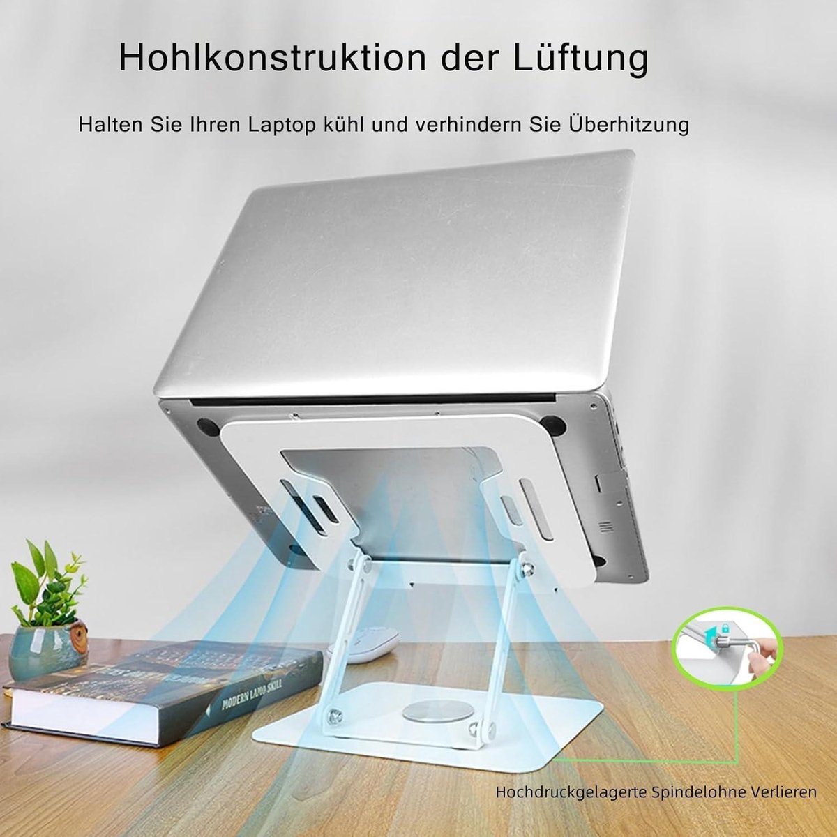 BoYata Laptopstandaard voor bureau met 360° draaibare basis, ergonomische verstelbare laptopverhoginghouder, notebookcomputerstandaard met grotere ventilatieopening, compatibel voor MacBook Pro/Air BoYata Laptopstandaard voor bureau met 360° draaibare basis, ergonomische verstelbare laptopverhoginghouder, notebookcomputerstandaard met grotere ventilatieopening, compatibel voor MacBook Pro/Air
