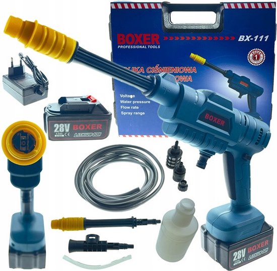 Accu-hogedrukreiniger, 60 bar, mobiele hogedruk-waterpistool met 2 accu Accu-hogedrukreiniger, 60 bar, mobiele hogedruk-waterpistool met 2 accu