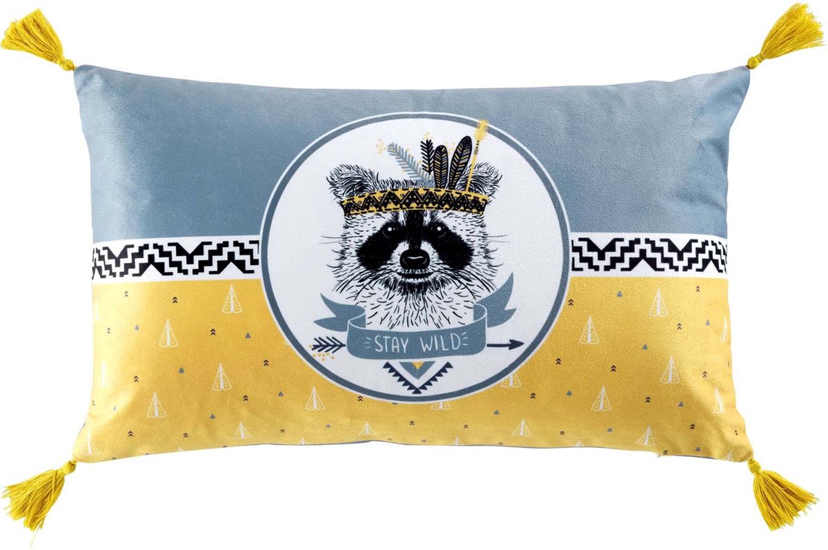 Decoratief kussen STAY WILD, met franjes, 30 x 50 cm